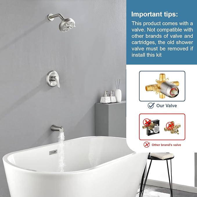 Tub Shower Faucet Combo Set Bathtub Faucet Set Shower System - Image 2