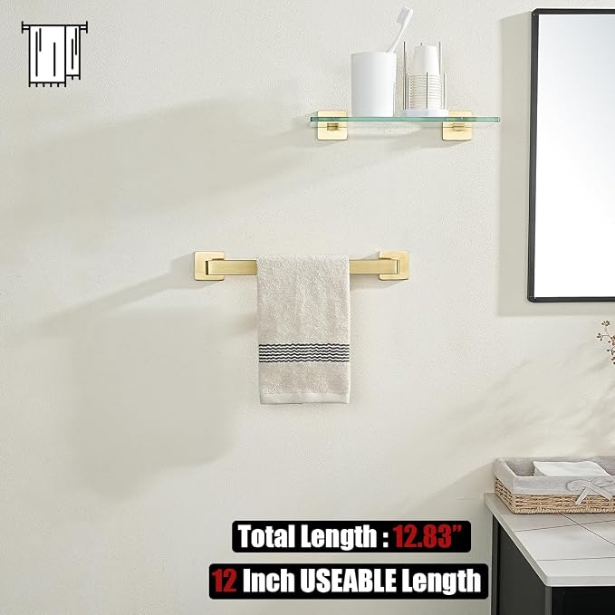 JQK Gold Towel Bar, Rounded Edges 18.41 Inch Towel Rack, 304 Stainless Steel - Image 5