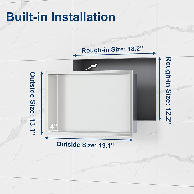 Neodrain Shower Niche, Bathroom Shelf Inner Size 18" X 12", Brushed Stainless - Image 3
