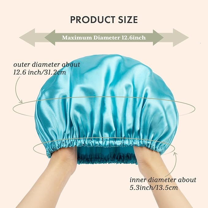 AmazerBath Shower Cap, Double Layers Hair Cap - Image 3