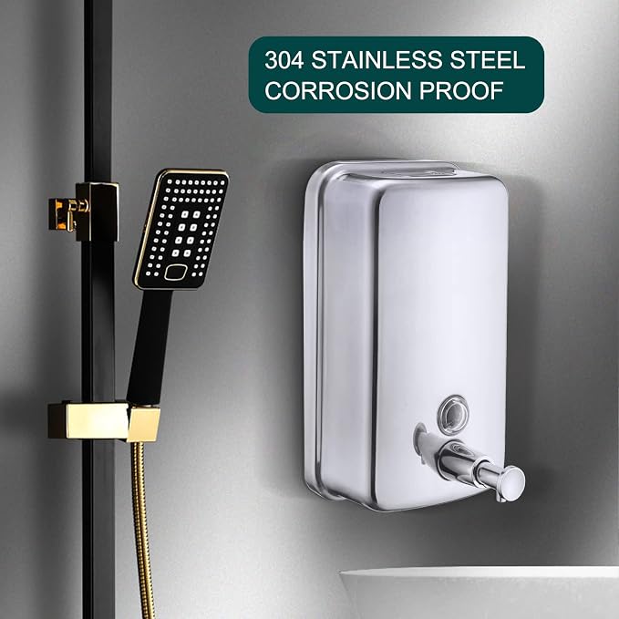 Commercial Soap Dispenser Wall Mount Stainless Steel Manual Liquid Pump - Image 3