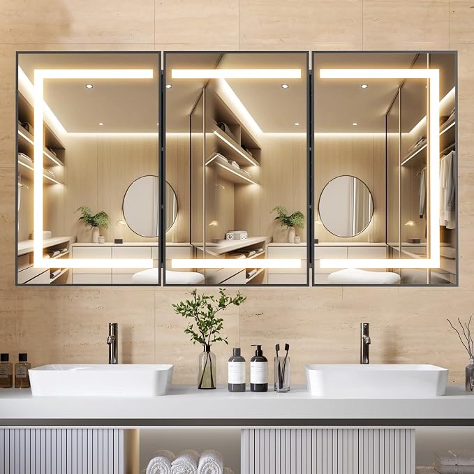 APRILSOUL 48X32 Inch Black Bathroom Medicine Cabinet by Unknown