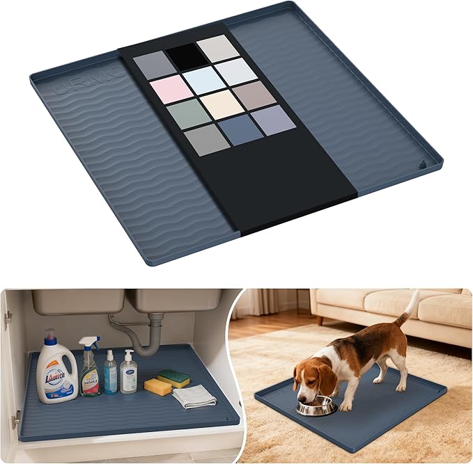 URMONA Waterproof Silicone Under Sink Mat 19'' x 19'' Shelf Liner by URMONA
