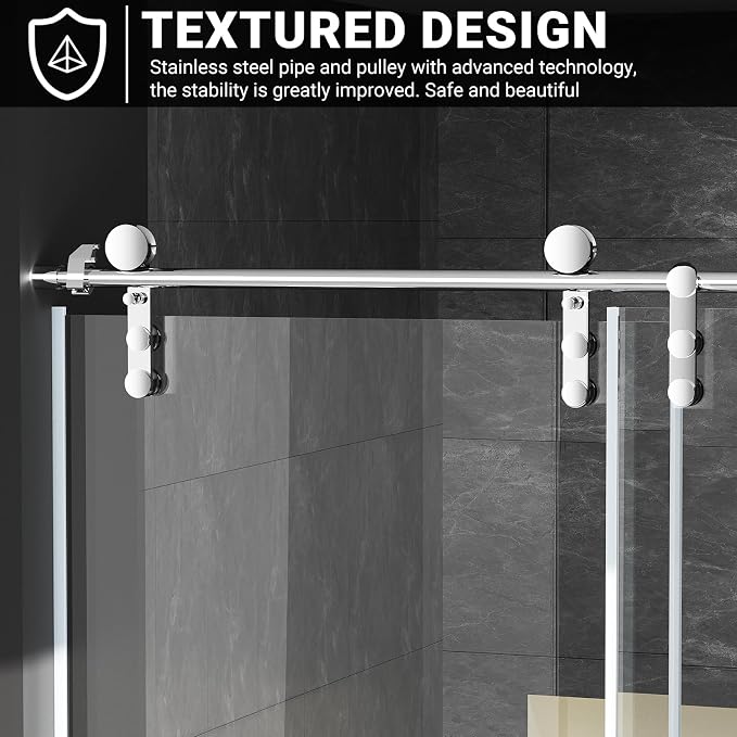 Chabatree Shower Door 60" W x 76" H Frameless Sliding Shower Door, Frameless - Image 3