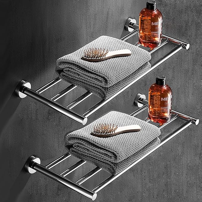 2-Tier Hotel Towel Racks for Bathroom, Wall Mounted Towel Shelf, 30 Inch - Image 9
