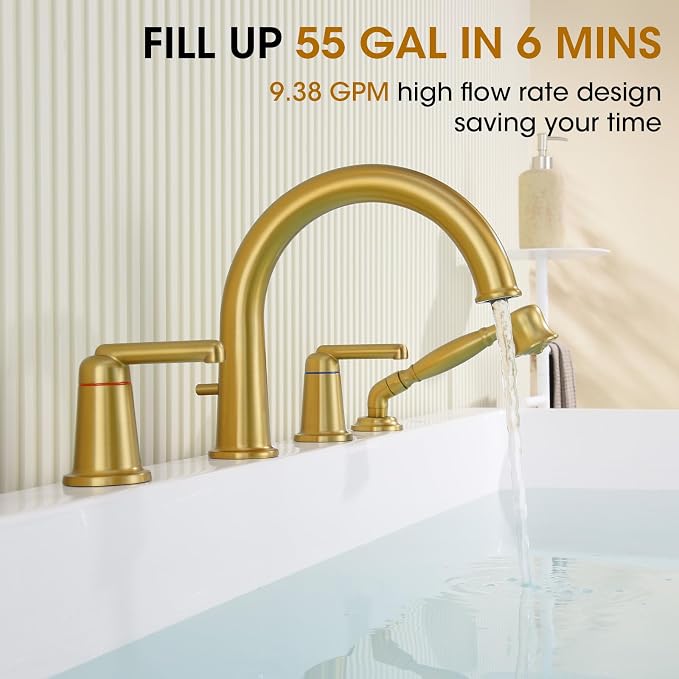 Roman Tub Faucet Set with Hand Shower, KRUZOO Bathtub Faucet Set Trim Kit with - Image 2