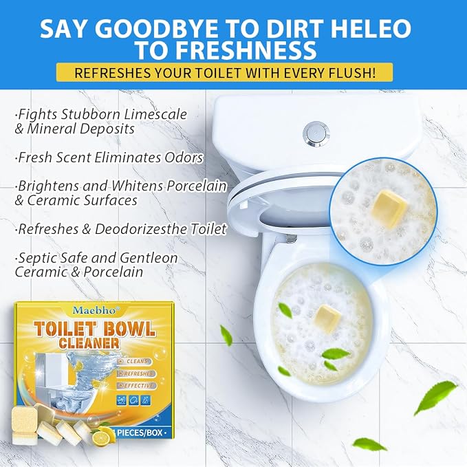 Toilet Bowl Cleaner Tablets | Septic Safe, Eco-Friendly Drop-in Tablets - Image 2