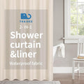 2-in-1 Waterproof Fabric Shower Curtain or Liner, Linen Textured, Breathable by THAIGEE
