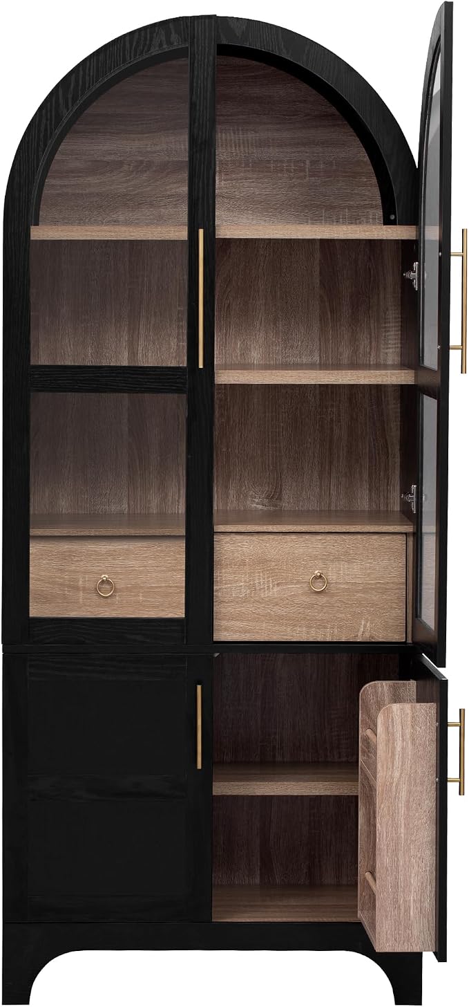 71" Tall Arched Kitchen Pantry Cabinet, Freestanding Kitchens Storage Cabinets - Image 9