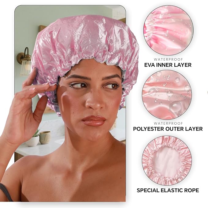 Smilco 2-Pack Reusable Shower Caps - Image 2