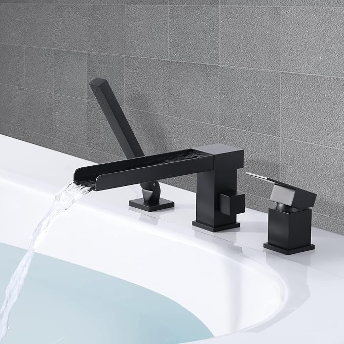 Waterfall Roman Tub Filler Faucet, Deck Mount Bathtub Filler - Image 9