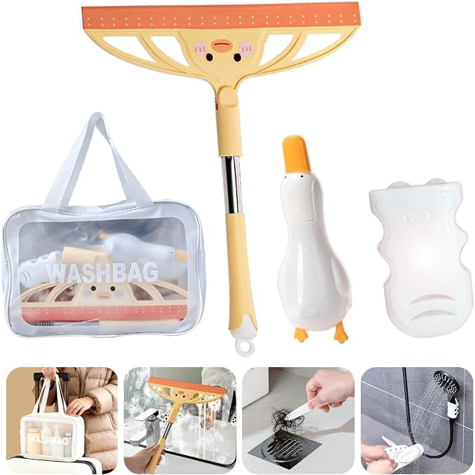 3-in-1 Bath&Kitchen Cleaning Set, Waterproof Bag, Hair Catcher, Suction Cup by BEFISAAC