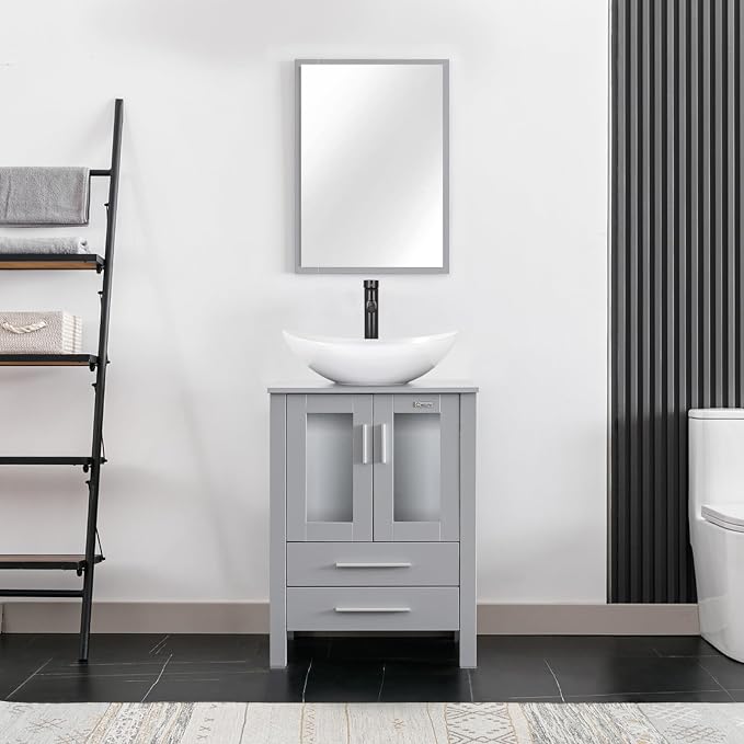 eclife 24" Modern Bathroom Vanity Sink Combo Freestanding Cabinet - Image 2