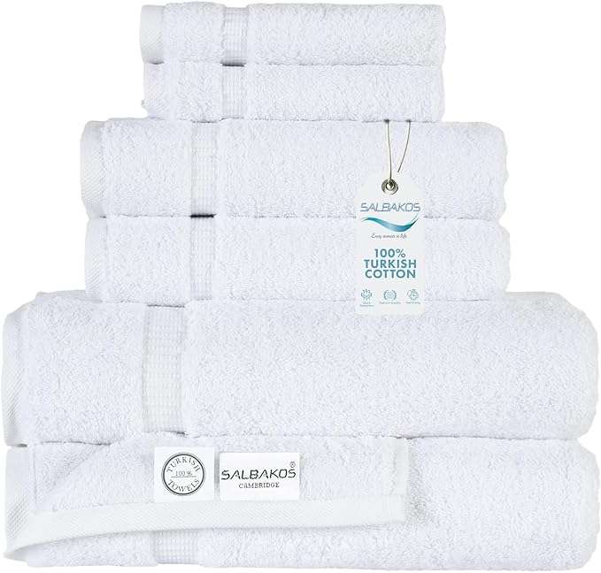 SALBAKOS 100% Turkish Cotton 6-Piece Towel Set | Heirloom Quality Hotel & Spa by SALBAKOS