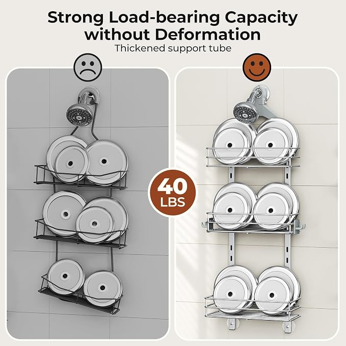 Orimade Aluminum Hanging Shower Caddy Over Head, Adjustable Anti-Slip Bathroom - Image 6