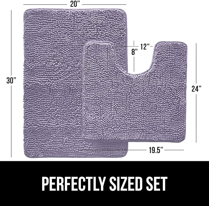 GORILLA GRIP Bathroom Rug Sets, Soft Chenille 2 Piece Area Rugs Set, Toilet - Image 2