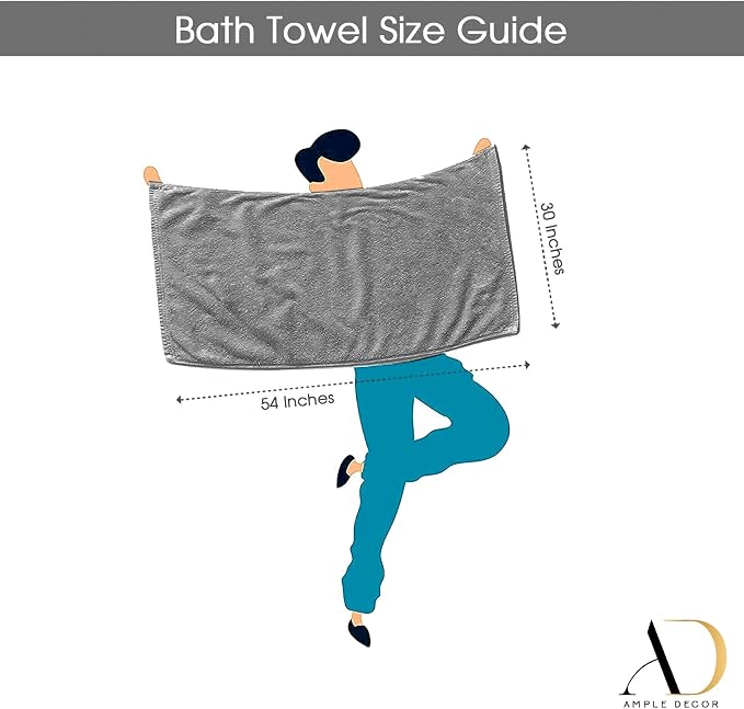 Ample Decor Bath Towels Set of 16 600 GSM 100% Cotton, Absorbent Soft Premium - Image 6