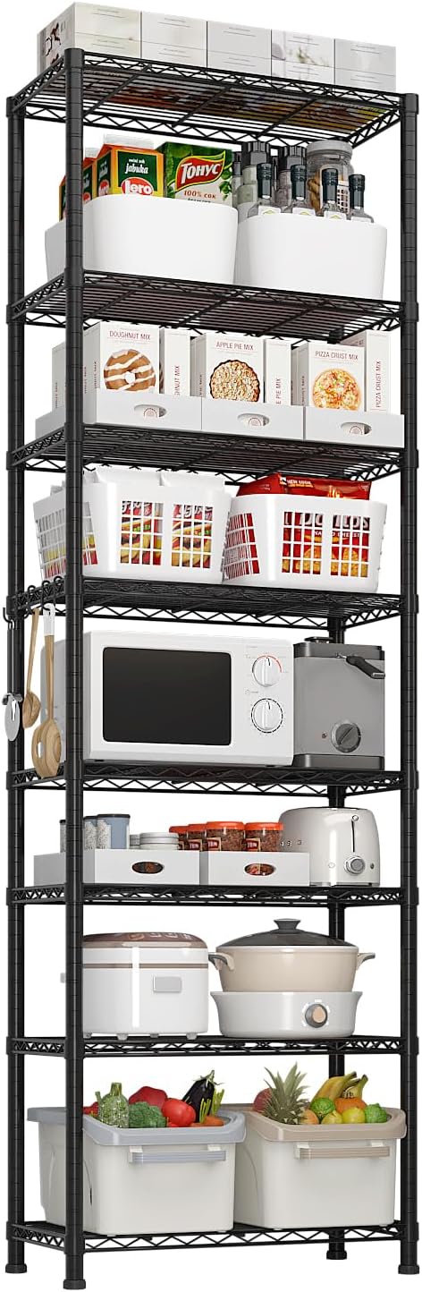 8 Tier Storage Racks Shelving, Heavy Steel Pantry Shelves, Adjustable Wire by Unknown