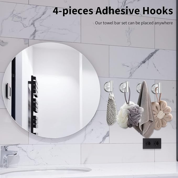 Newfun 10-Pieces Bathroom Hardware Set, Includes 24 Inch Towel Racks - Image 5