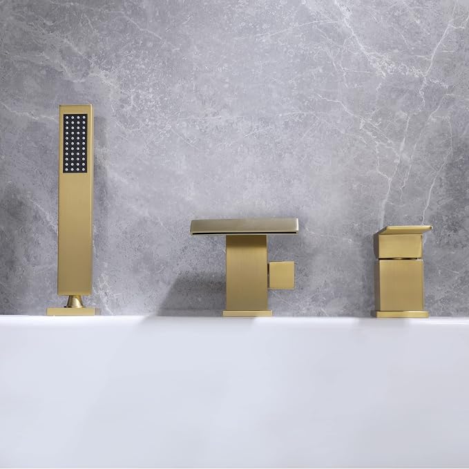 TapLong Roman Tub Faucet Waterfall Tub Filler Waterfall Deck Mount Bathtub - Image 9