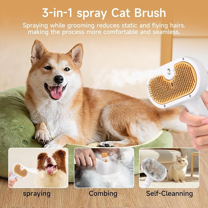 Pet Steam Brush for Dog & Cat – 3-in-1 Spray Hair Removal Comb – Steam for - Image 7