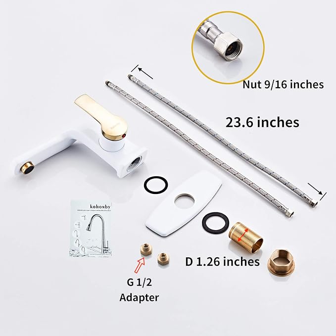 Modern White Bathroom Faucet, Single Handle Commercial Bathroom Sink Faucet - Image 5