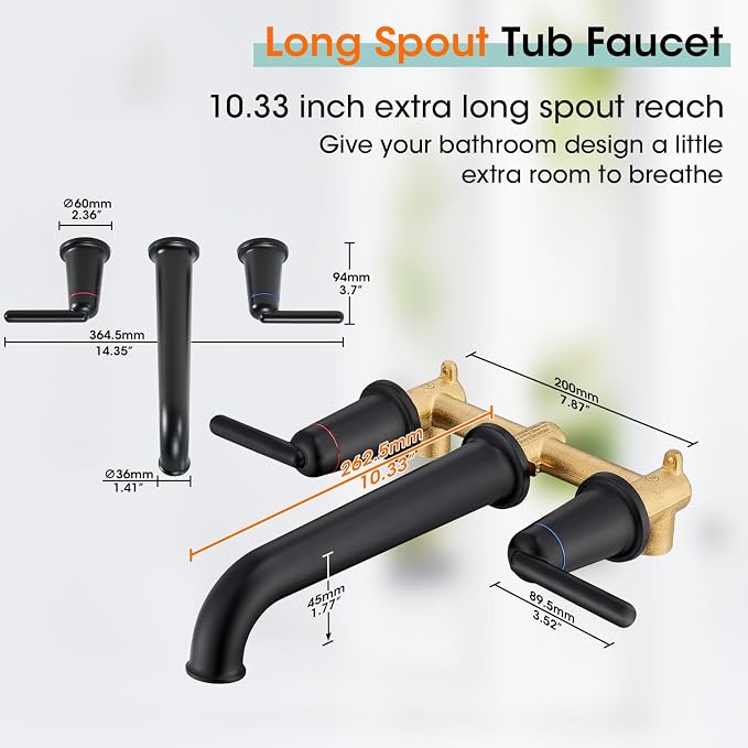 Wall Mount Tub Filler Tub Faucet - Image 6