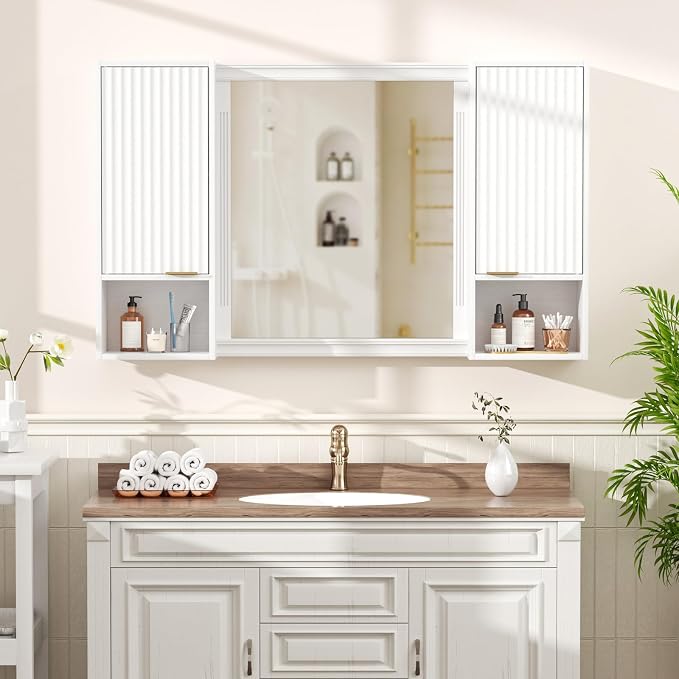 59.1" Tall Slim Bathroom Storage Cabinet White | Freestanding or Wall Mounted - Image 4