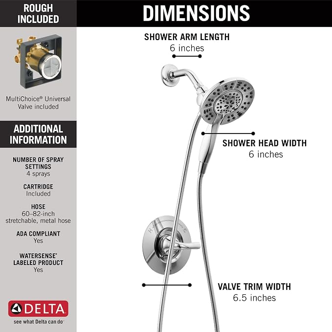 Delta Arvo 14 Series Chrome Shower Faucet Set - Image 4
