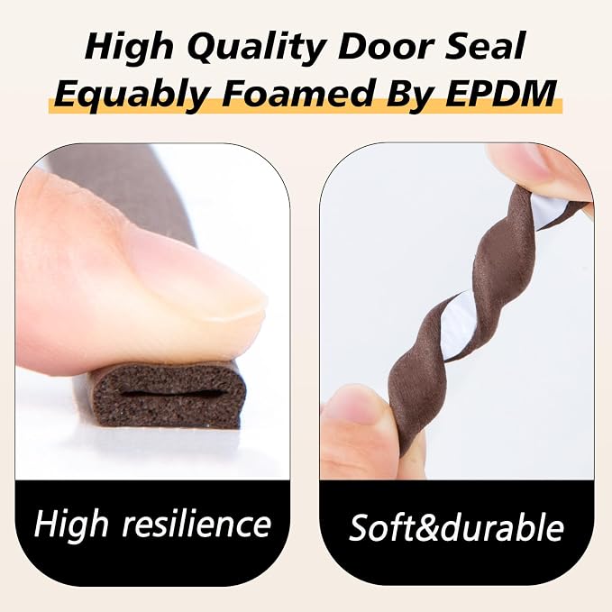 SUNMON Door Seal D-Type Strip Weather Stripping Self Adhesive Foam - Image 2