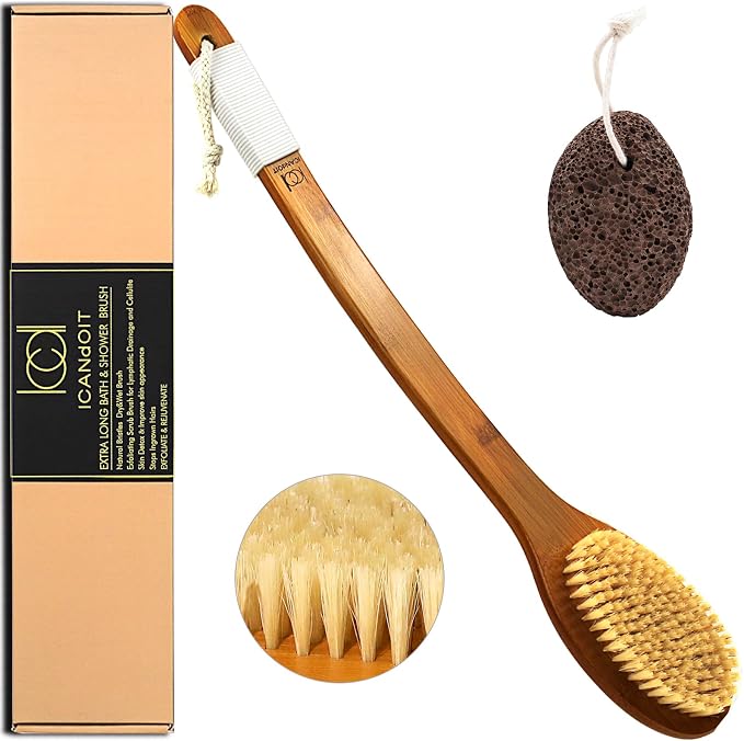 ICANdOIT-19.68Inch Natural Boar Bristles Anti-Slip Extra Long Handle Bath Brush by Beautyisanattitude-ICANdOIT