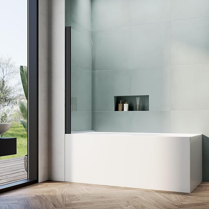 ELEGANT Bathtub Shower Door 32" W x 55" H, Frameless Tub Shower Door, 1/4" - Image 2
