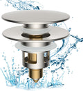 Hibbent All Metal 2 in 1 Bathroom Sink Stopper, Universal Pop Up Drain Strainer by Hibbent