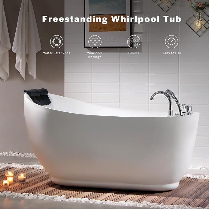 Empava 67 inch Acrylic Freestanding Whirlpool Bathtub - Image 4