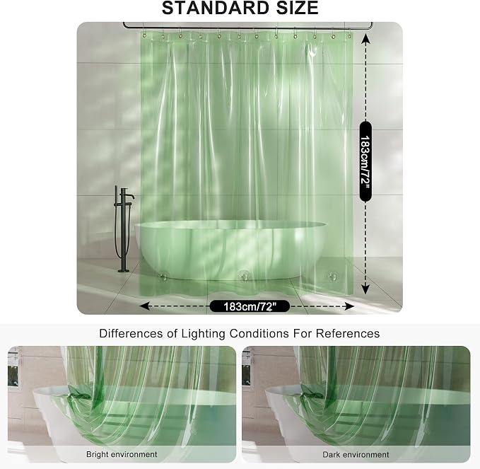 AmazerBath Heavy Duty Shower Curtain and Liner 2-in-1, 100% EVA Luxury Soft - Image 7
