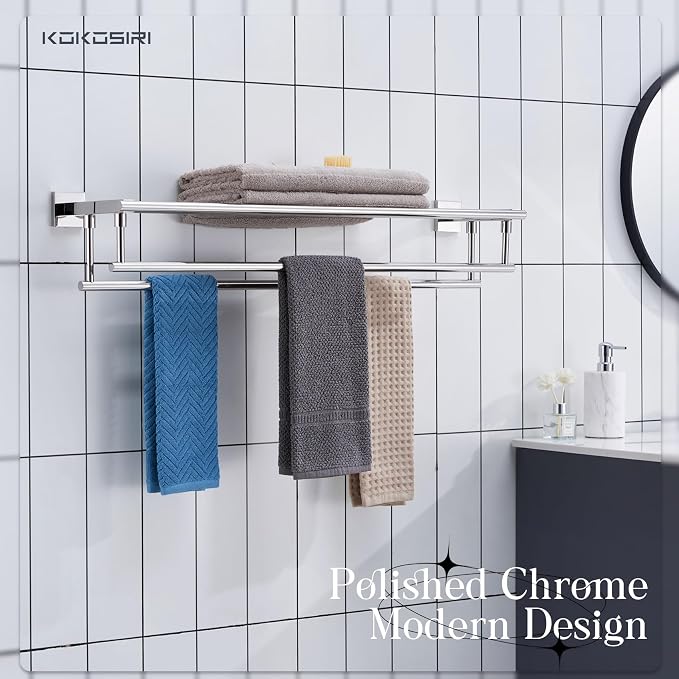 KOKOSIRI Bathroom Towel Rack Towel Holder 32 Inches Bath Towel Shelf - Image 3