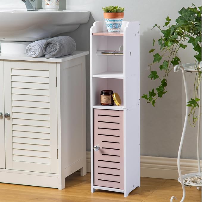 AOJEZOR Toilet Paper Holder Stand: Small Bathroom Storage Cabinet - Image 2