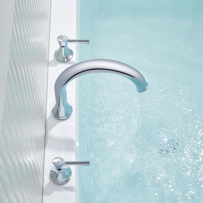 Roman Tub Faucet Deck Mount Tub Filler 2 Handles Polished Chrome Bathtub Faucet - Image 6