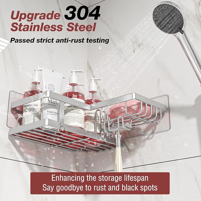 4-Pack Adhesive Corner Shower Caddy - Image 3