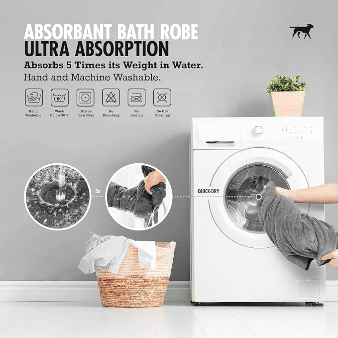 Tuff Pupper Fast Drying Dog Bath Robe | 800 GSM Plush Dog Towel - Image 5