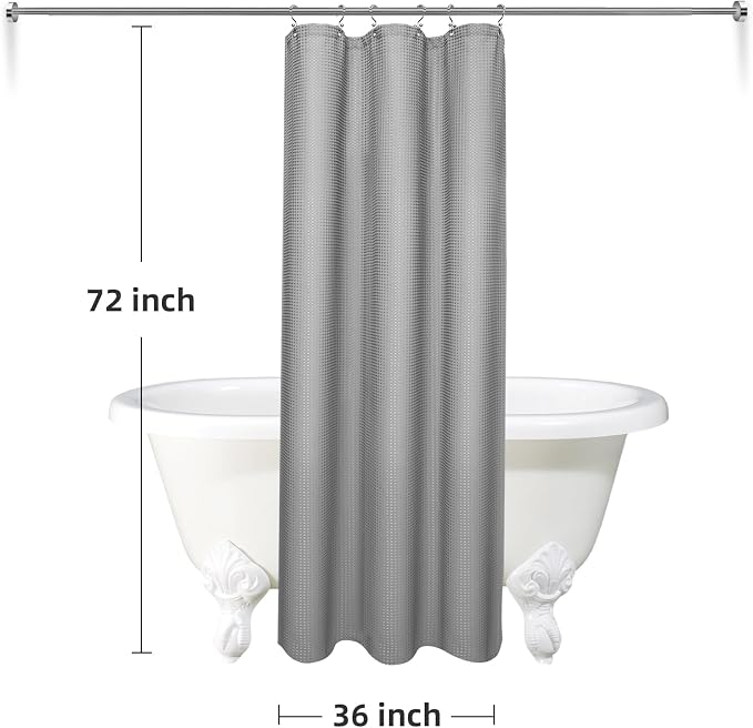LaCyan 3 in 1 Waterproof Waffle Weave Shower Curtain and Clear Liner Set - Image 6