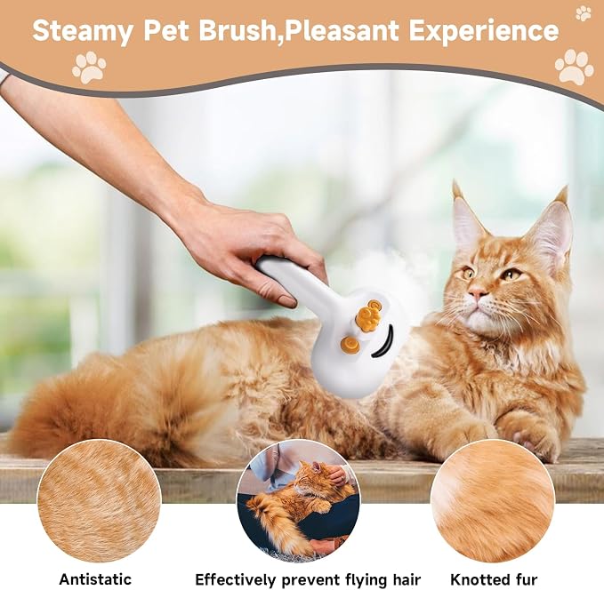 Pet Steam Brush for Dog & Cat – 3-in-1 Spray Hair Removal Comb for Shedding & - Image 6