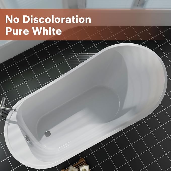 Empava 67 Inch Freestanding Bathtub, Luxury Acrylic Soaking Tub, Modern Stand - Image 5