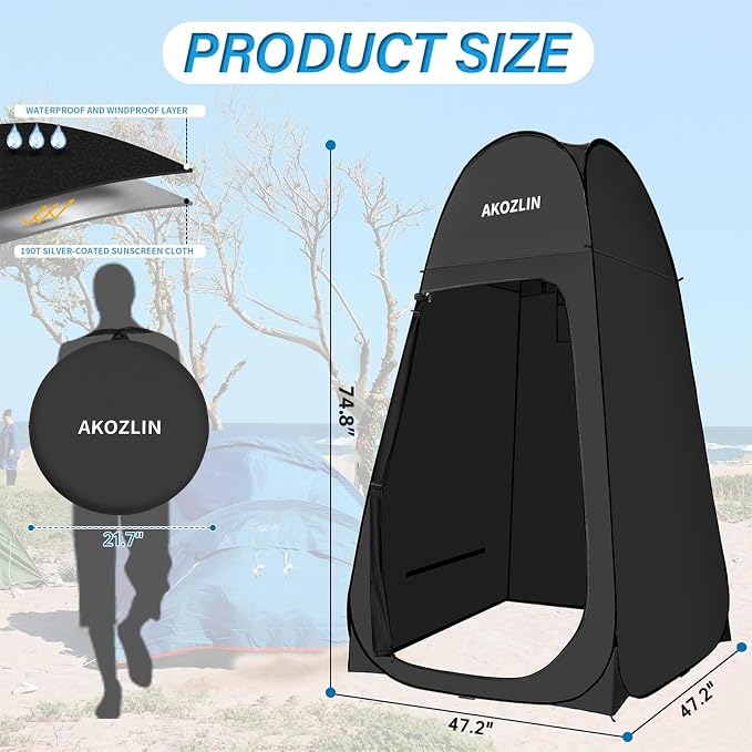 AKOZLIN Portable Pop Up Shower Tent Instant Privacy Dressing Changing Tent - Image 2