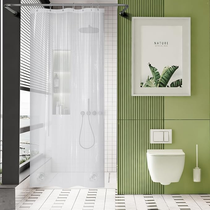 AmazerBath Stall Shower Curtain Plastic, Small Shower Curtain Clear 40 x 72 by AmazerBath