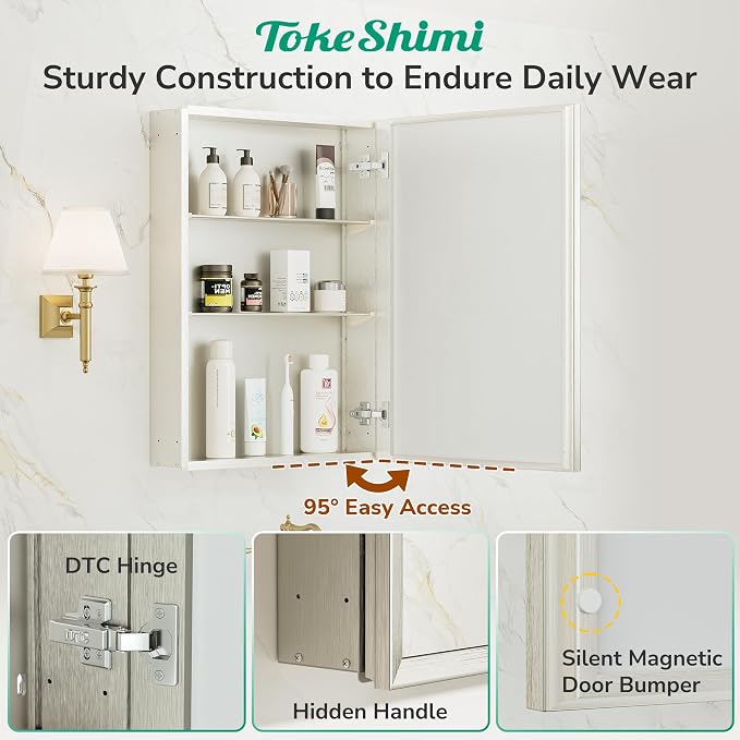 TokeShimi 24 x 32 Brushed Nickel Medicine Cabinet - Image 7