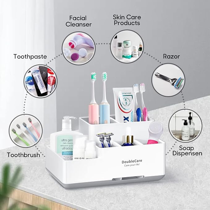 Toothbrush Holder with Anti-Slip, Bathroom Organizer Countertop Detachable - Image 7