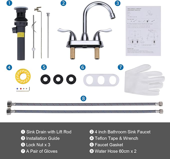 ARCORA 2 Handle Bathroom Faucet Chrome, 4 Inch Centerset Bathroom Faucet - Image 7