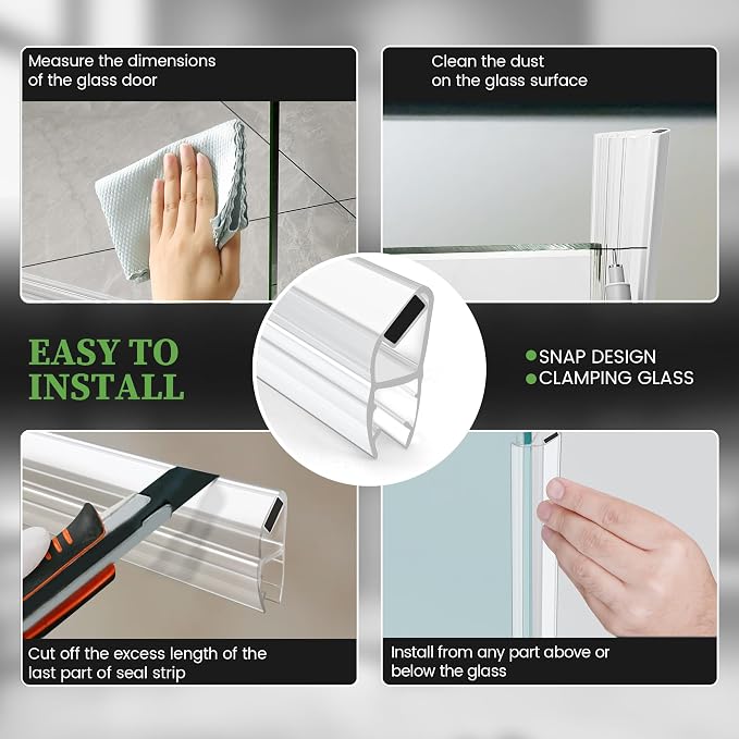 Bathroom Shower Glass Door Side Seal Strips, Length 78 Inch 2PCS Transparent - Image 9
