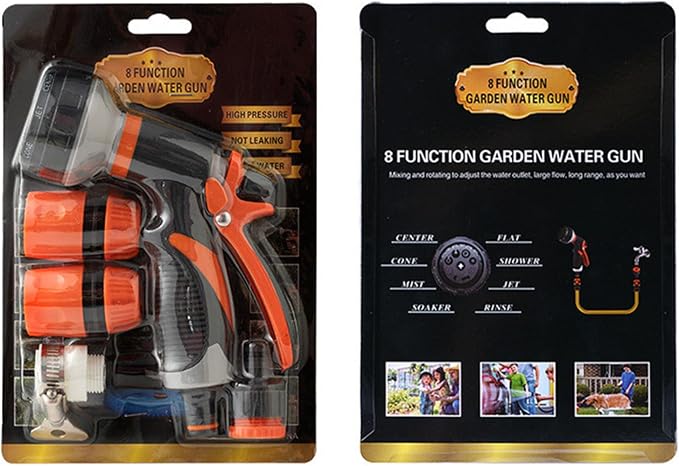 Hose Nozzle - Water Spray Attachment, 8 Adjustable Watering Patterns - Image 6